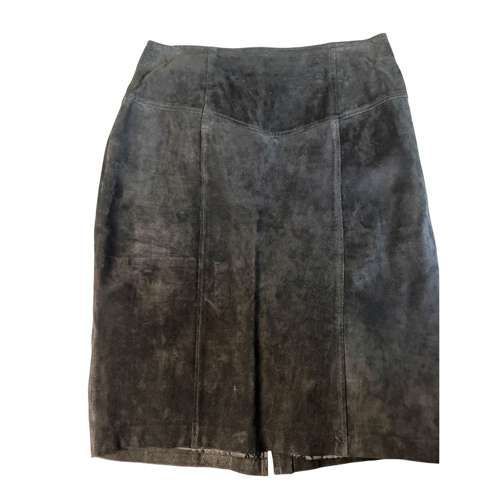 Vintage Pig‎ Skin Midi Pencil Skirt 14 Black Grunge Goth Baddie Party Edgy Y2K